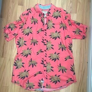 Mens Tropical Hawaiian print button up